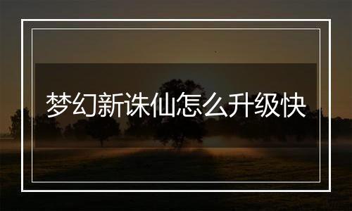 梦幻新诛仙怎么升级快