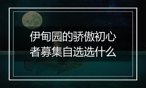 伊甸园的骄傲初心者募集自选选什么