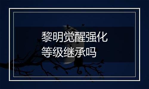 黎明觉醒强化等级继承吗