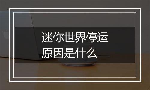 迷你世界停运原因是什么