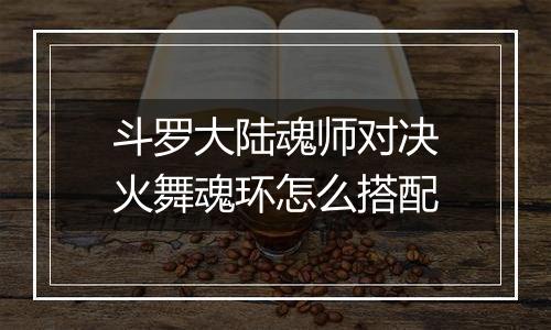 斗罗大陆魂师对决火舞魂环怎么搭配