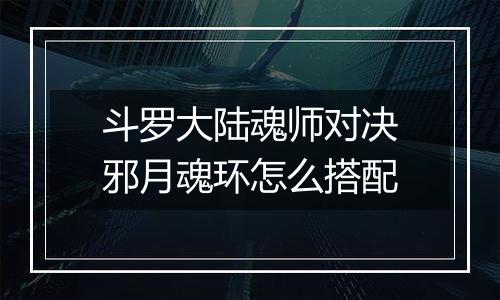 斗罗大陆魂师对决邪月魂环怎么搭配