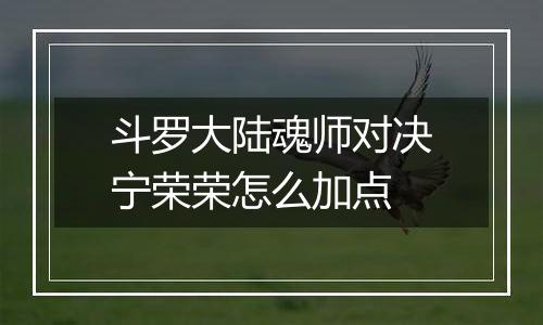 斗罗大陆魂师对决宁荣荣怎么加点