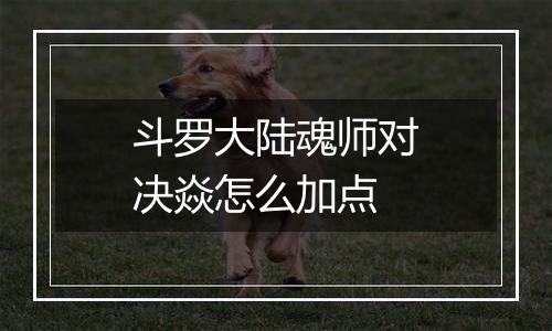 斗罗大陆魂师对决焱怎么加点