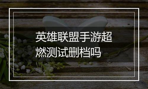 英雄联盟手游超燃测试删档吗