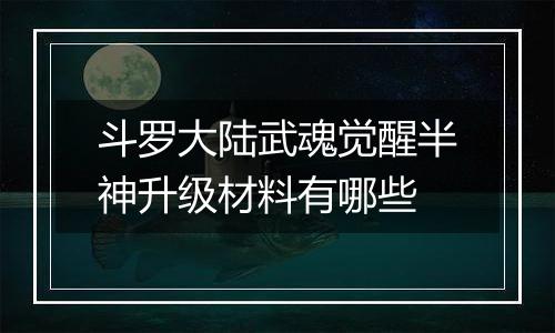 斗罗大陆武魂觉醒半神升级材料有哪些