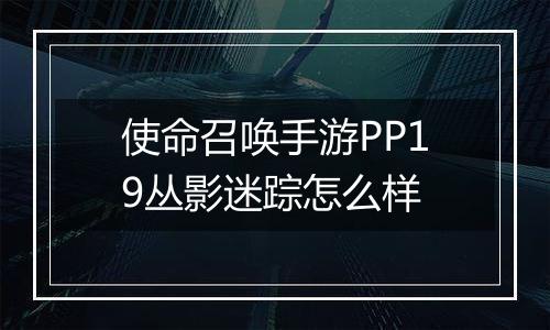 使命召唤手游PP19丛影迷踪怎么样