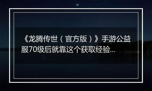 《龙腾传世（官方版）》手游公益服70级后就靠这个获取经验快速升级