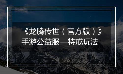 《龙腾传世（官方版）》手游公益服—特戒玩法