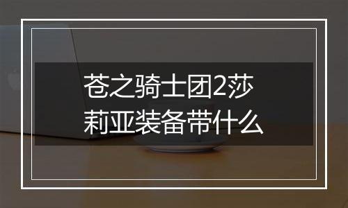 苍之骑士团2莎莉亚装备带什么