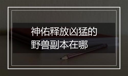 神佑释放凶猛的野兽副本在哪