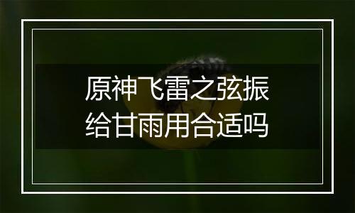 原神飞雷之弦振给甘雨用合适吗
