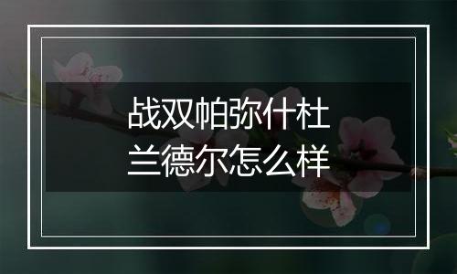 战双帕弥什杜兰德尔怎么样