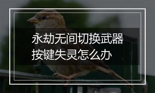 永劫无间切换武器按键失灵怎么办