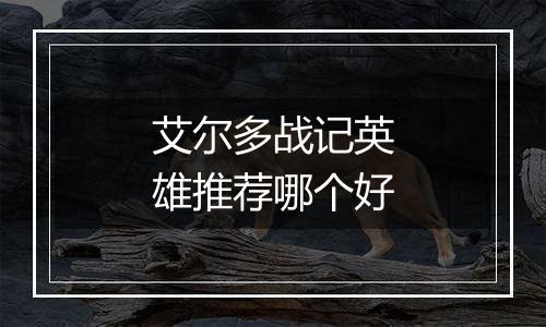 艾尔多战记英雄推荐哪个好