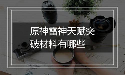 原神雷神天赋突破材料有哪些