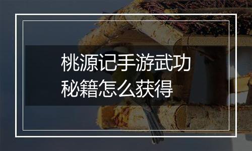 桃源记手游武功秘籍怎么获得