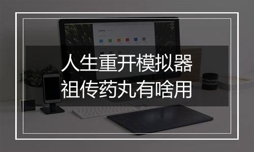 人生重开模拟器祖传药丸有啥用