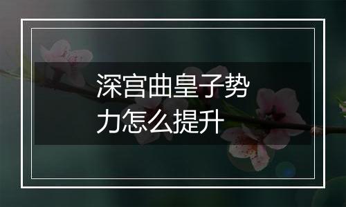 深宫曲皇子势力怎么提升