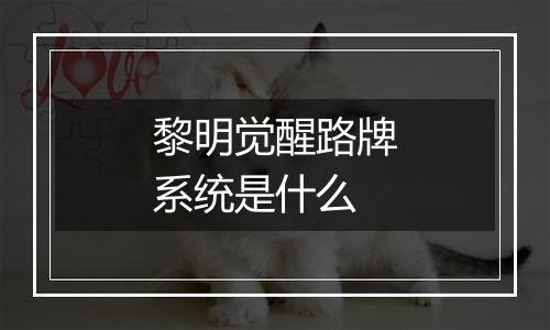 黎明觉醒路牌系统是什么