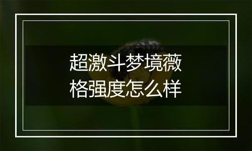 超激斗梦境薇格强度怎么样