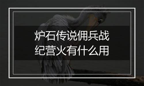 炉石传说佣兵战纪营火有什么用