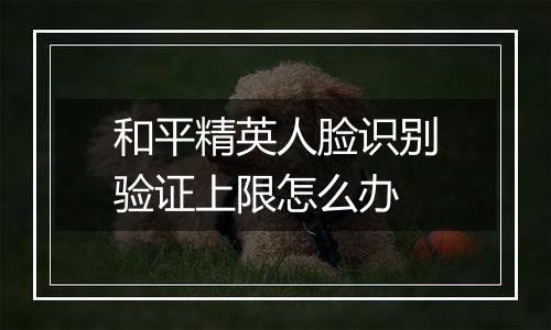 和平精英人脸识别验证上限怎么办