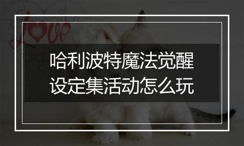 哈利波特魔法觉醒设定集活动怎么玩