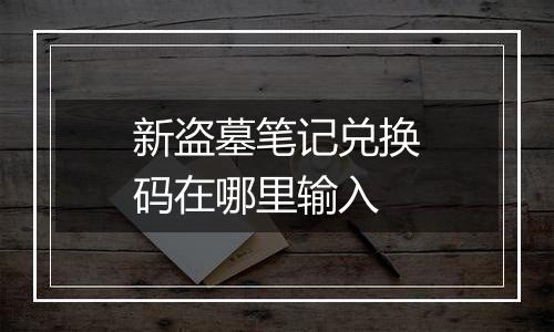 新盗墓笔记兑换码在哪里输入