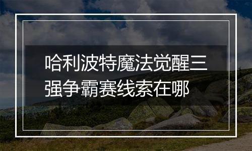 哈利波特魔法觉醒三强争霸赛线索在哪