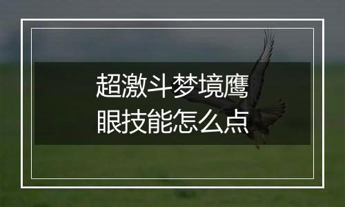 超激斗梦境鹰眼技能怎么点