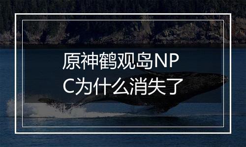 原神鹤观岛NPC为什么消失了