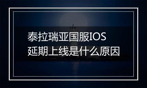 泰拉瑞亚国服IOS延期上线是什么原因