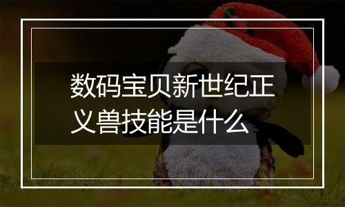 数码宝贝新世纪正义兽技能是什么