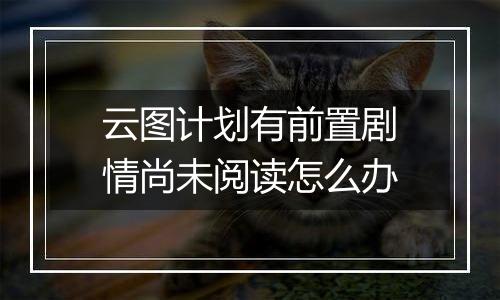 云图计划有前置剧情尚未阅读怎么办