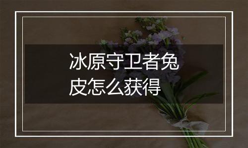 冰原守卫者兔皮怎么获得