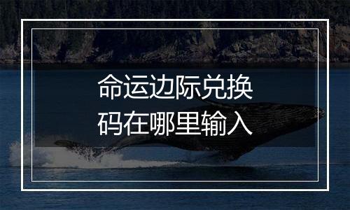 命运边际兑换码在哪里输入