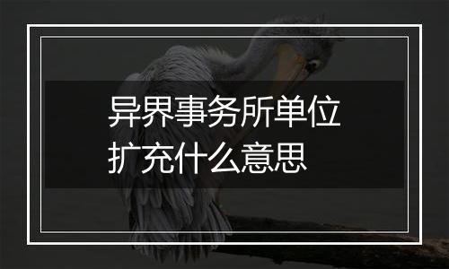 异界事务所单位扩充什么意思