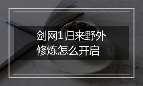 剑网1归来野外修炼怎么开启