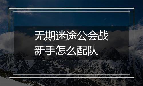 无期迷途公会战新手怎么配队