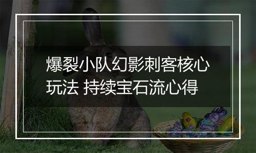 爆裂小队幻影刺客核心玩法 持续宝石流心得