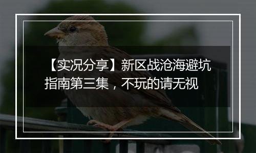 【实况分享】新区战沧海避坑指南第三集，不玩的请无视