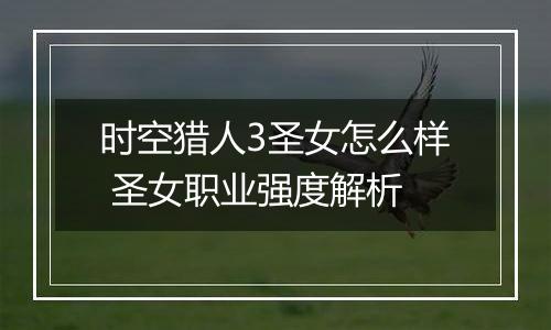 时空猎人3圣女怎么样 圣女职业强度解析