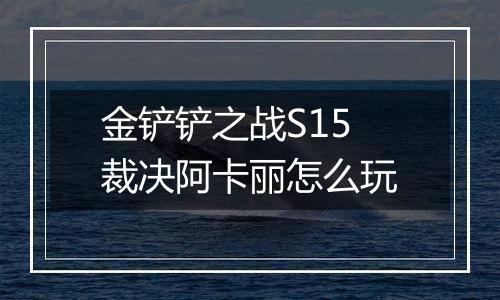 金铲铲之战S15裁决阿卡丽怎么玩