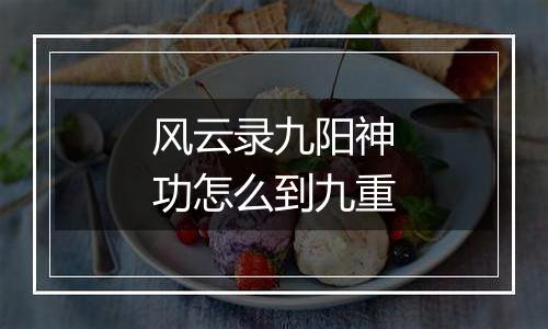 风云录九阳神功怎么到九重