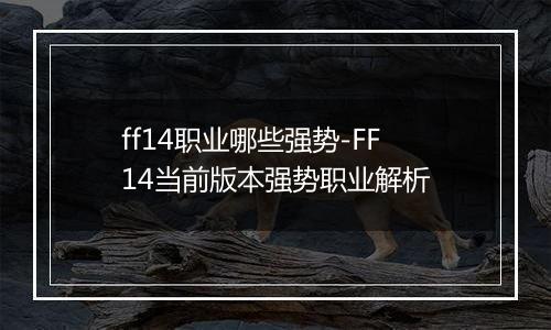 ff14职业哪些强势-FF14当前版本强势职业解析