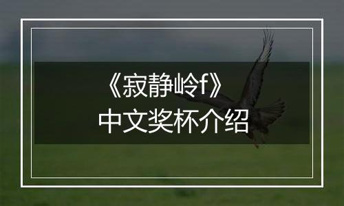 《寂静岭f》中文奖杯介绍