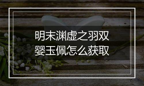 明末渊虚之羽双婴玉佩怎么获取