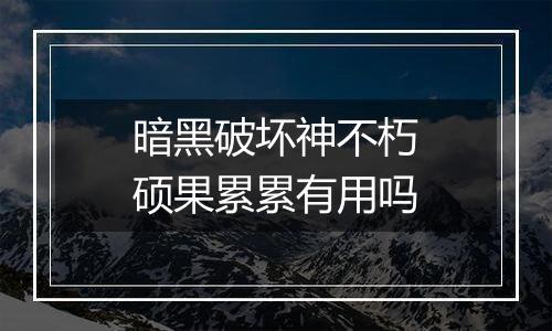 暗黑破坏神不朽硕果累累有用吗