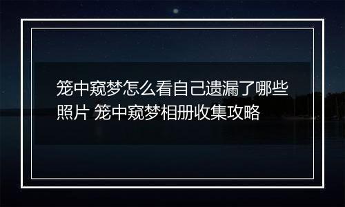 笼中窥梦怎么看自己遗漏了哪些照片 笼中窥梦相册收集攻略